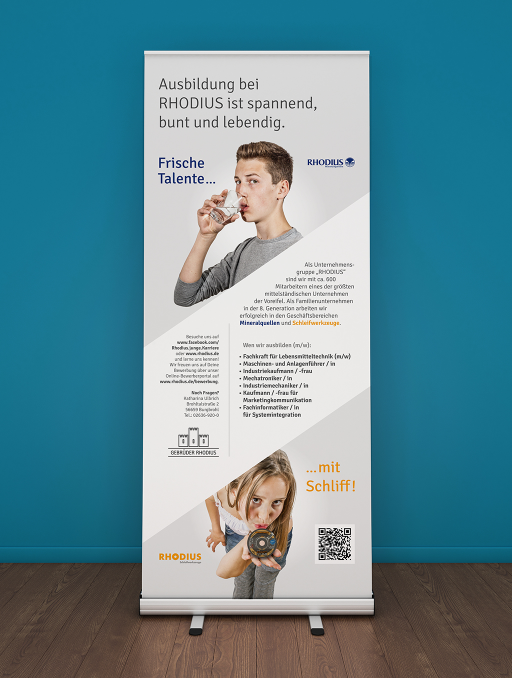 Blank roll-up banner template. 3D rendering
